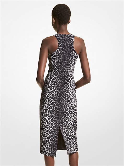 michael kors animal print sheath dress with bell sleeves|Leopard Print Stretch Cady Racerback Sheath Dress .